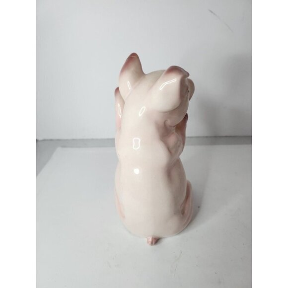 VINTAGE 75 Aldon Pink Pig Piggy Figurine Sitting Heavy Sand Filled Farmhouse - Picture 4 of 7